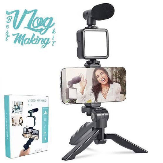 Orignal Ay-49 Video Making Kit Mobile Vlogging Tripod Triple Band Light